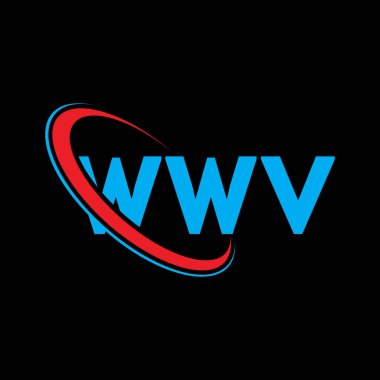 WWV logosu. WWV mektubu. WWV mektup logosu tasarımı. Çember ve büyük harfli monogram logosuna bağlı WWV logosu. WWV teknoloji, iş ve emlak markası tipografisi.