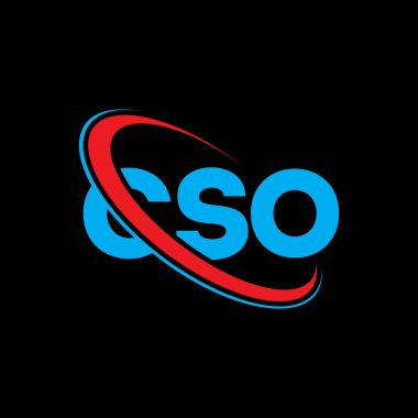 CSO logosu. CSO mektubu. CSO harf logosu tasarımı. Çember ve büyük harfli monogram logosuna bağlı baş harfler. Teknoloji, iş ve emlak markası için CSO tipografisi.