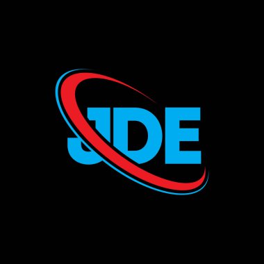 JDE logosu. Yeşim mektup. JDE harf logosu tasarımı. Çember ve büyük harfli monogram logosuna bağlı JDE logosu. Teknoloji, iş ve emlak markası için JDE tipografisi.