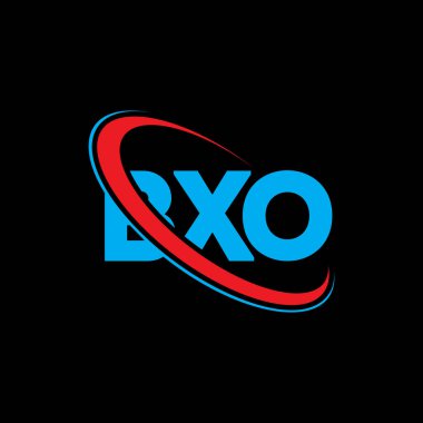 BXO logosu. BXO mektubu. BXO harf logosu tasarımı. Çember ve büyük harfli monogram logosuna bağlı baş harfler BXO logosu. Teknoloji, iş ve emlak markası için BXO tipografisi.