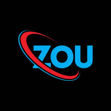 ZOU logosu. ZOU mektubu. ZOU harf logosu tasarımı. Daire ve büyük harfli monogram logosuyla birleştirilmiş ZOU logosu. Teknoloji, iş ve emlak markası için ZOU tipografisi.