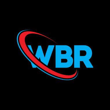 WBR logosu. WBR mektubu. WBR harf logosu tasarımı. Çember ve büyük harfli monogram logosuna bağlı WBR logosu. Teknoloji, iş ve emlak markası için WBR tipografisi.