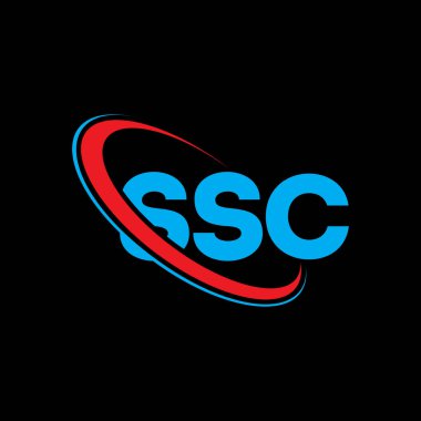 SSC logosu. SSC mektubu. SSC harf logosu tasarımı. Çember ve büyük harfli monogram logosuna bağlı baş harfler SSC logosu. Teknoloji, iş ve emlak markası için SSC tipografisi.