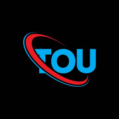 TOU logosu. Sana mektup var. TOU harf logosu tasarımı. Çember ve büyük harfli monogram logosuna bağlı TOU logosu. Teknoloji, iş ve emlak markası için TOU tipografisi.