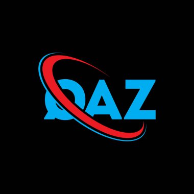 QAZ logosu. QAZ harfi. QAZ harf logosu tasarımı. Çember ve büyük harfli monogram logosuna bağlı ilk harfler QAZ logosu. Teknoloji, iş ve emlak markası için QAZ tipografisi.