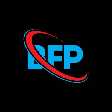 BFP logosu. BFP mektubu. BFP harf logosu tasarımı. Çember ve büyük harfli monogram logosuyla birleştirilmiş BFP logosu. Teknoloji, iş ve emlak markası için BFP tipografisi.