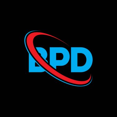 BPD logosu. BPD mektubu. BPD mektup logosu tasarımı. Çember ve büyük harfli monogram logosuna bağlı BPD logosunun baş harfleri. BPD teknoloji, iş ve emlak markası tipografisi.