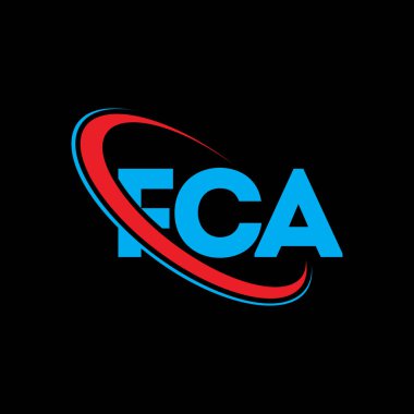FCA logosu. FCA mektubu. FCA mektup logosu tasarımı. Çember ve büyük harfli monogram logosuna bağlı FCA logosu. Teknoloji, iş ve emlak markası için FCA tipografisi.