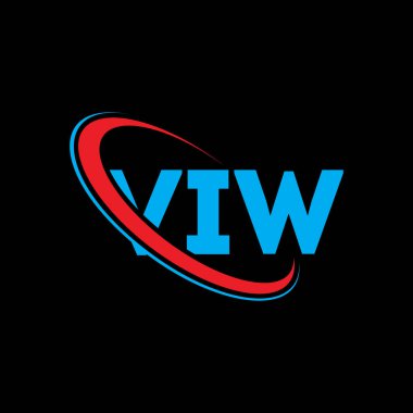 VIW logosu. VlW mektubu. VIW mektup logosu tasarımı. Çember ve büyük harfli monogram logosuna bağlı VİW logosu. Teknoloji, iş ve emlak markası için VIW tipografisi.