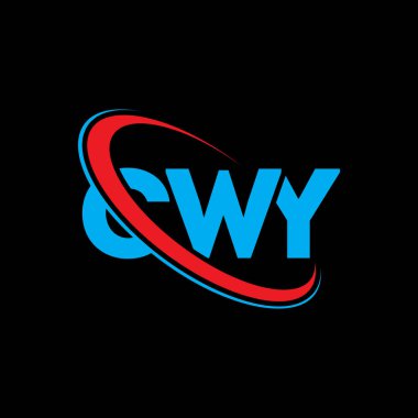 CWY logosu. CWY mektubu. CWY harf logosu tasarımı. Çember ve büyük harfli monogram logosuna bağlı baş harfler. Teknoloji, iş ve emlak markası için CWY tipografisi.