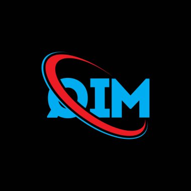 QIM logosu. QIM mektubu. QIM harf logo tasarımı. Çember ve büyük harfli monogram logosuna bağlı QIM logosu. Teknoloji, iş ve emlak markası için QIM tipografisi.