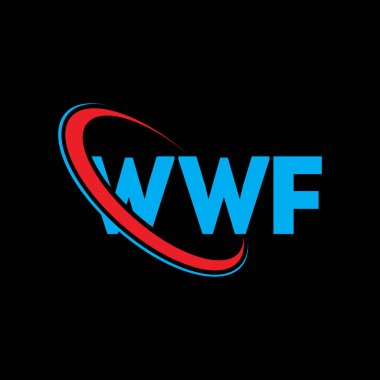 WWF logosu. WWF mektubu. WWF mektup logosu tasarımı. Çember ve büyük harfli monogram logosuna bağlı WWF logosu. Teknoloji, iş ve emlak markası için WWF tipografisi.