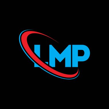 LMP logosu. LMP mektubu. LMP harfli logo tasarımı. Çember ve büyük harfli monogram logosuna bağlı ilk LMP logosu. Teknoloji, iş ve emlak markası için LMP tipografisi.