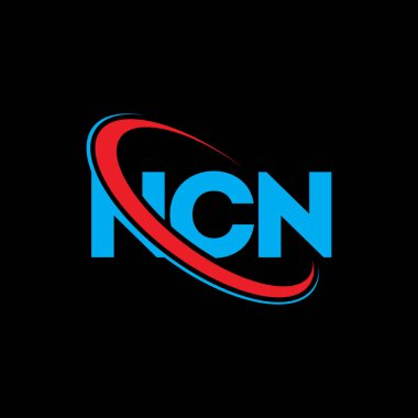 NCN logosu. NCN mektubu. NCN harf logosu tasarımı. Çember ve büyük harfli monogram logosuna bağlı baş harfler NCN logosu. NCN teknoloji, iş ve emlak markası tipografisi.