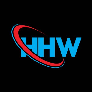 HHW logosu. HHW mektubu. HHW harf logosu tasarımı. Çember ve büyük harfli monogram logosuna bağlı HHW logosu. Teknoloji, iş ve emlak markası için HHW tipografisi.