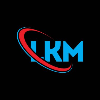 LKM logosu. LKM mektubu. LKM mektup logosu tasarımı. Çember ve büyük harfli monogram logosuna bağlı ilk LKM logosu. Teknoloji, iş ve emlak markası için LKM tipografisi.