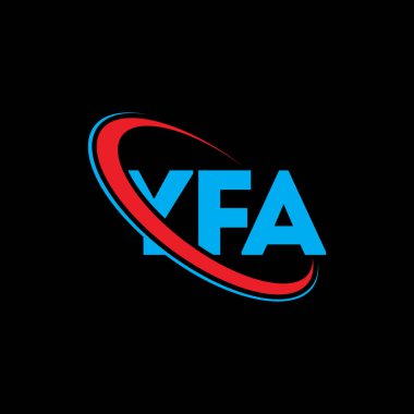 YFA logosu. YFA mektubu. YFA harf logosu tasarımı. Çember ve büyük harfli monogram logosuna bağlı YFA logosu. Teknoloji, iş ve emlak markası için YFA tipografisi.