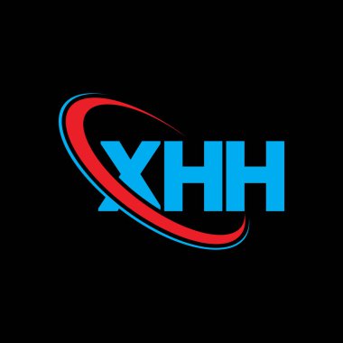 XHH logosu. XHH harfi. XHH harf logosu tasarımı. Çember ve büyük harfli monogram logosuna bağlı XHH logosu. Teknoloji, iş ve emlak markası için XHH tipografisi.