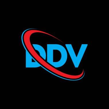DDV logosu. DDV mektubu. DDV harf logosu tasarımı. Daire ve büyük harfli monogram logosuna bağlı DDV logosu. Teknoloji, iş ve emlak markası için DDV tipografisi.