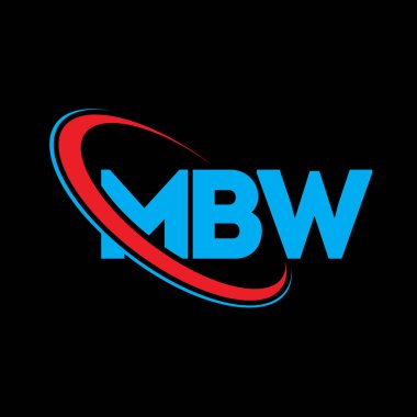 B.W. logosu. B.W. mektubu. MBW harfli logo tasarımı. Çember ve büyük harfli monogram logosuyla birleştirilmiş MBW logosu. Teknoloji, iş ve emlak markası için MBW tipografisi.