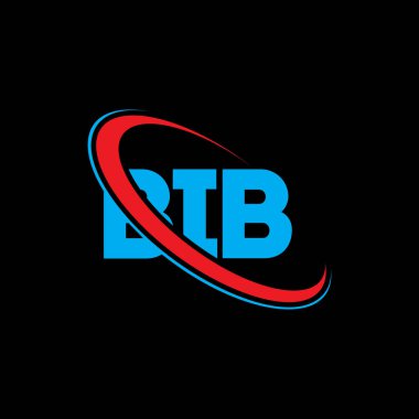 BIB logosu. BIB mektubu. BIB harfi logo tasarımı. Çember ve büyük harfli monogram logosuyla birleştirilmiş BIB logosu. Teknoloji, iş ve emlak markası için BIB tipografisi.