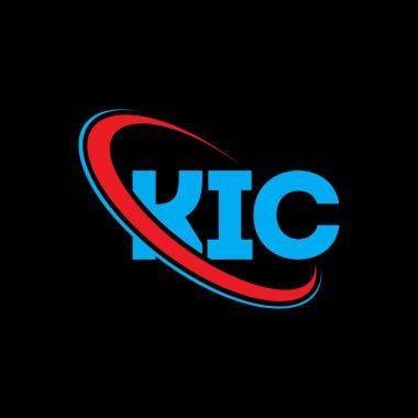 KIC logosu. KIC mektubu. KIC harf logosu tasarımı. Çember ve büyük harfli monogram logosuna bağlı KIC logosu. Teknoloji, iş ve emlak markası için KIC tipografisi.