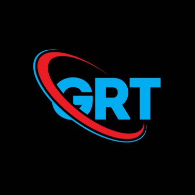 GRT logosu. Büyük harf. GRT harf logosu tasarımı. Çember ve büyük harfli monogram logosuna bağlı olan GRT logosu. Teknoloji, iş ve emlak markası için GRT tipografisi.