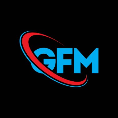 GFM logosu. GFM mektubu. GFM harf logosu tasarımı. Çember ve büyük harfli monogram logosuna bağlı baş harfler GFM logosu. Teknoloji, iş ve emlak markası için GFM tipografisi.