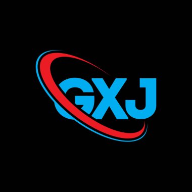 GXJ logosu. GXJ mektubu. GXJ harf logosu tasarımı. Çember ve büyük harfli monogram logosuyla birleştirilmiş GXJ logosu. Teknoloji, iş ve emlak markası için GXJ tipografisi.