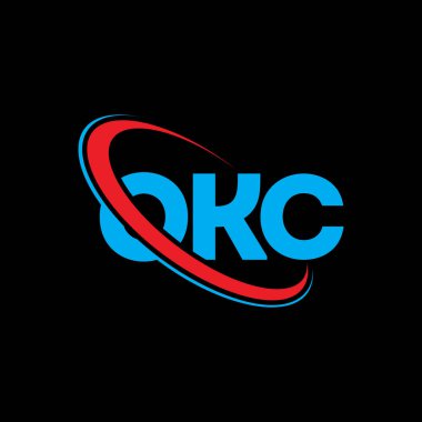 Tamam, logo. Tamam. Mektup. Tamam, harf logosu tasarımı. Çember ve büyük harfli monogram logosuyla birleştirilmiş OKC logosu. Teknoloji, iş ve emlak markası için OKC tipografisi.