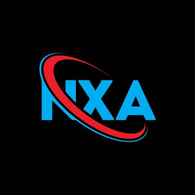 NXA logosu. NXA mektubu. NXA mektup logosu tasarımı. Çember ve büyük harfli monogram logosuna bağlı NXA logosu. Teknoloji, iş ve emlak markası için NXA tipografisi.