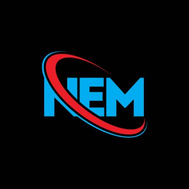 NEM logosu. NEM mektubu. NEM mektup logosu tasarımı. Çember ve büyük harfli monogram logosuna bağlı baş harfler NEM logosu. Teknoloji, iş ve emlak markası için NEM tipografisi.
