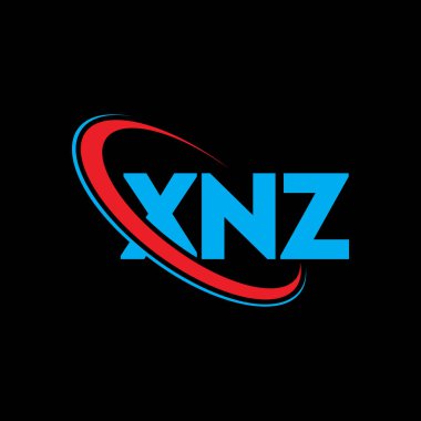 XNZ logosu. XNZ harfi. XNZ harf logosu tasarımı. Çember ve büyük harfli monogram logosuyla birleştirilmiş XNZ logosu. Teknoloji, iş ve emlak markası için XNZ tipografisi.