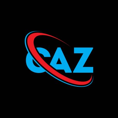 CAZ logosu. CAZ mektubu. CAZ harf logosu tasarımı. Çember ve büyük harfli monogram logosuna bağlı CAZ logosu. Teknoloji, iş ve emlak markası için CAZ tipografisi.