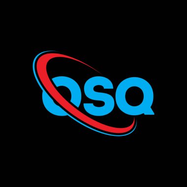 OSQ logosu. OSQ mektubu. OSQ harfi logo tasarımı. Çember ve büyük harfli monogram logosuna bağlı baş harfler OSQ logosu. Teknoloji, iş ve emlak markaları için OSQ tipografisi.