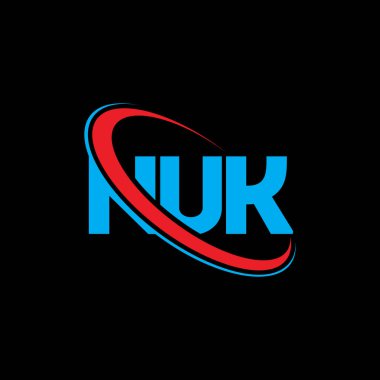 NUK logosu. NUK mektubu. NUK harf logosu tasarımı. Çember ve büyük harfli monogram logosuna bağlı NUK logosu. Teknoloji, iş ve emlak markası için NUK tipografisi.