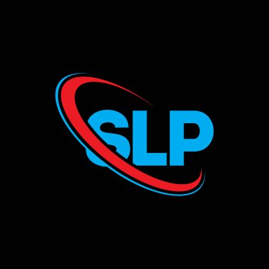 SLP logosu. SLP harfi. SLP harf logosu tasarımı. Çember ve büyük harfli monogram logosuna bağlı SLP logosu. Teknoloji, iş ve emlak markası için SLP tipografisi.