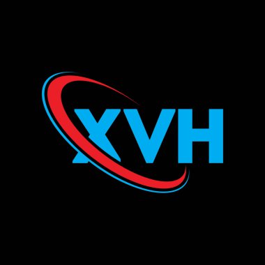 XVH logosu. XVH harfi. XVH harf logosu tasarımı. Çember ve büyük harfli monogram logosuyla birleştirilmiş XVH logosu. Teknoloji, iş ve emlak markası için XVH tipografisi.