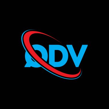 QDV logosu. QDV mektubu. QDV harf logo tasarımı. Çember ve büyük harfli monogram logosuna bağlı QDV logosu. Teknoloji, iş ve emlak markası için QDV tipografisi.