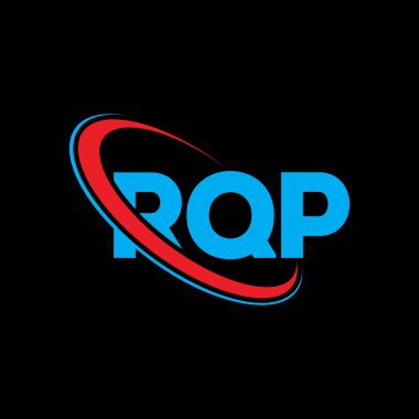RQP logosu. RQP mektubu. RQP harf logosu tasarımı. Çember ve büyük harfli monogram logosuna bağlı RQP logosu. Teknoloji, iş ve emlak markası için RQP tipografisi.