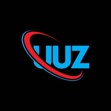 UUZ logosu. UUZ harfi. UUZ harfi logo tasarımı. Çember ve büyük harfli monogram logosuna bağlı UUZ logosu. Teknoloji, iş ve emlak markası için UUZ tipografisi.