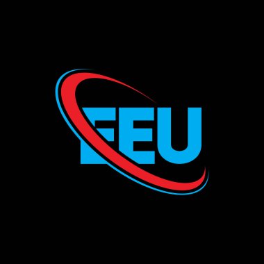 EEU logosu. AB mektubu. EEU mektup logosu tasarımı. Çember ve büyük harfli monogram logosuna bağlı ilk EEU logosu. AB teknoloji, iş ve gayrimenkul markası tipografisi.