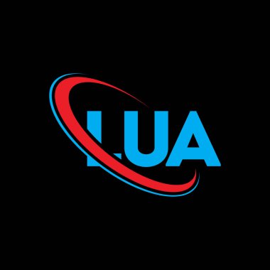 LUA logosu. LUA mektubu. LUA mektup logosu tasarımı. Çember ve büyük harfli monogram logosuyla birleştirilmiş LUA logosu. Teknoloji, iş ve emlak markası için LUA tipografisi.