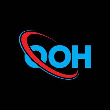 OOH logosu. Mektup. OOH mektup logosu tasarımı. Çember ve büyük harfli monogram logosuna bağlı baş harfler. Teknoloji, iş ve emlak markası için OOH tipografisi.