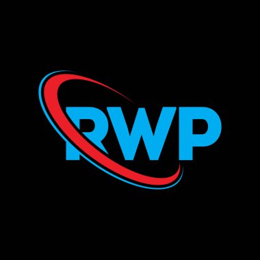 RWP logosu. RWP mektubu. RWP harf logosu tasarımı. Çember ve büyük harfli monogram logosuna bağlı baş harfler RWP logosu. Teknoloji, iş ve emlak markası için RWP tipografisi.