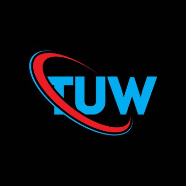 TUW logosu. TUW mektubu. TUW harfli logo tasarımı. Çember ve büyük harfli monogram logosuna bağlı TUW logosu. Teknoloji, iş ve emlak markası için TUW tipografisi.