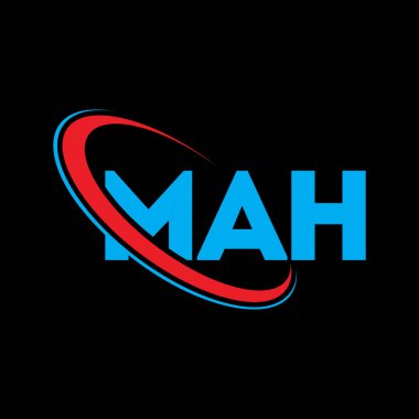 MAH logosu. MAH mektubu. MAH harf logosu tasarımı. Çember ve büyük harfli monogram logosuyla birleştirilmiş MAH logosu. Teknoloji, iş ve emlak markası için MAH tipografisi.