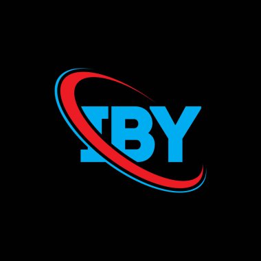 Iby logosu. Iby mektubu. IBY mektup logosu tasarımı. Daireye ve büyük harfli monogram logosuna bağlı ilk IBY logosu. Teknoloji, iş ve emlak markası için IBY tipografisi.
