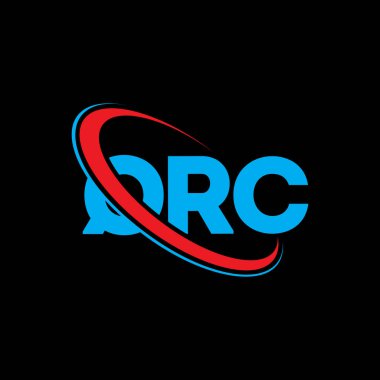 QRC logosu. QRC mektubu. QRC harf logosu tasarımı. Çember ve büyük harfli monogram logosuna bağlı baş harfler QRC logosu. Teknoloji, iş ve emlak markası için QRC tipografisi.