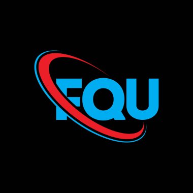 FQU logosu. FQU mektubu. FQU harf logosu tasarımı. Çember ve büyük harfli monogram logosuna bağlı FQU logosu. Teknoloji, iş ve emlak markası için FQU tipografisi.